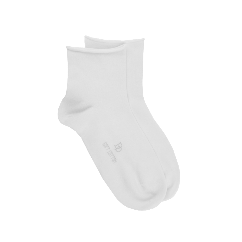 doré doré Socquettes avec bord roulé en coton égyptien - Blanc