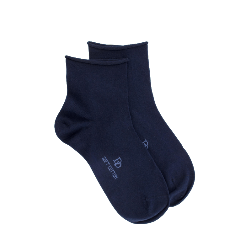doré doré Socquettes avec bord roulé en coton égyptien - Bleu