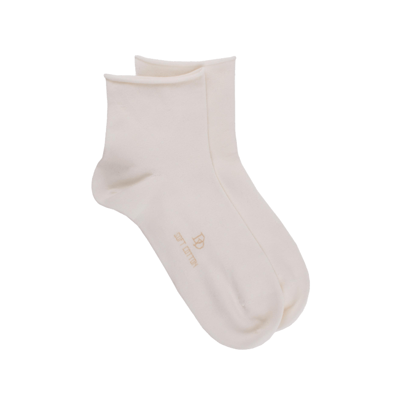 doré doré Socquettes avec bord roulé en coton égyptien - Ecru