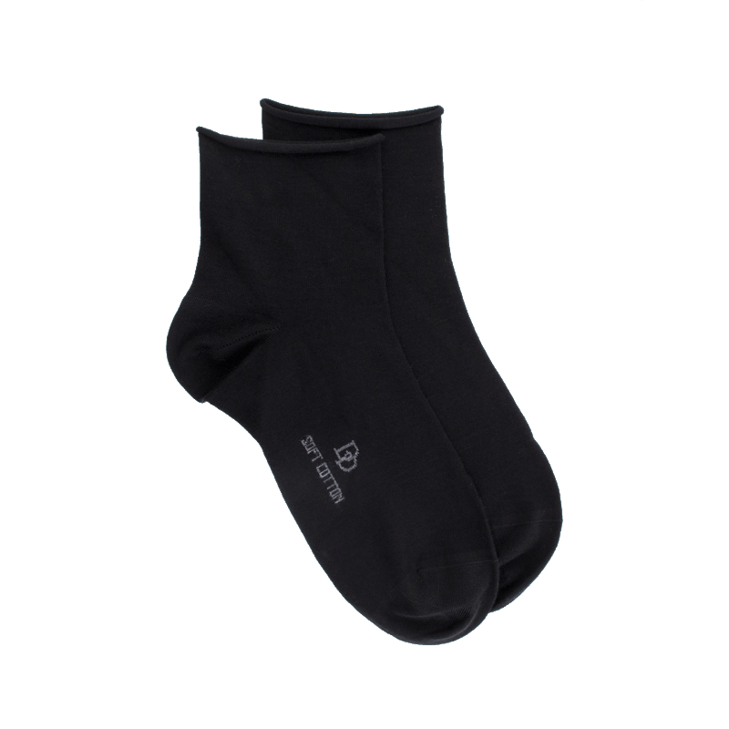 doré doré Socquettes avec bord roulé en coton égyptien - Noir