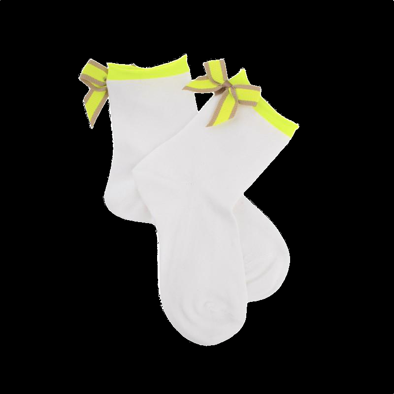 doré doré Socquettes blanches et vert fluo pour enfant