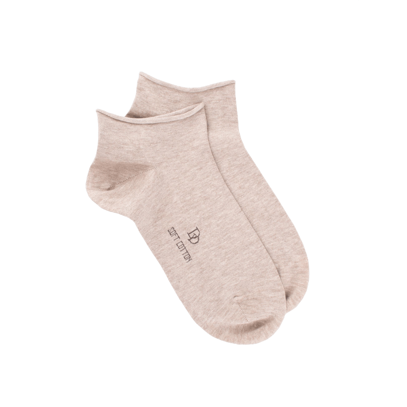doré doré Socquettes courtes avec bord roulé en coton égyptien - Beige