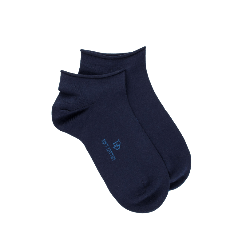 doré doré Socquettes courtes avec bord roulé en coton égyptien - Bleu marine