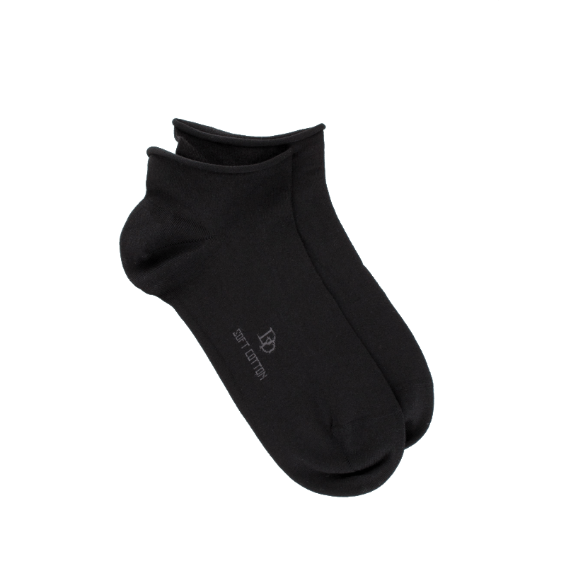 doré doré Socquettes courtes avec bord roulé en coton égyptien - Noir