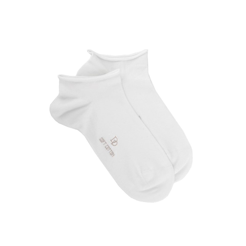 doré doré Socquettes courtes avec bord roulé en coton égyptien - Blanc