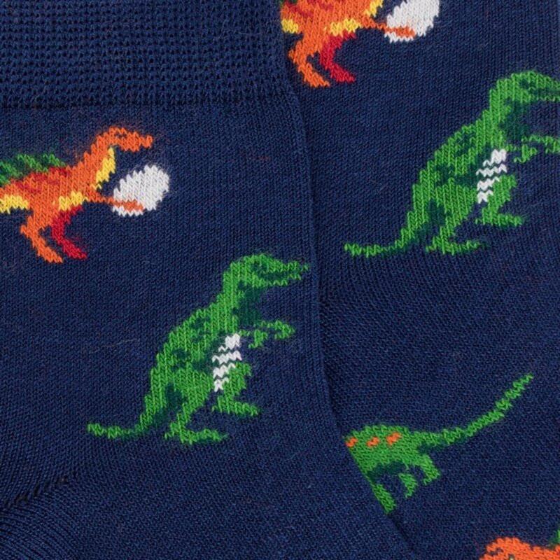 Doré Doré Socquettes Courtes Pour Enfants En Fil D'Ecosse à Motifs De Dinosaures - Bleu Voilier