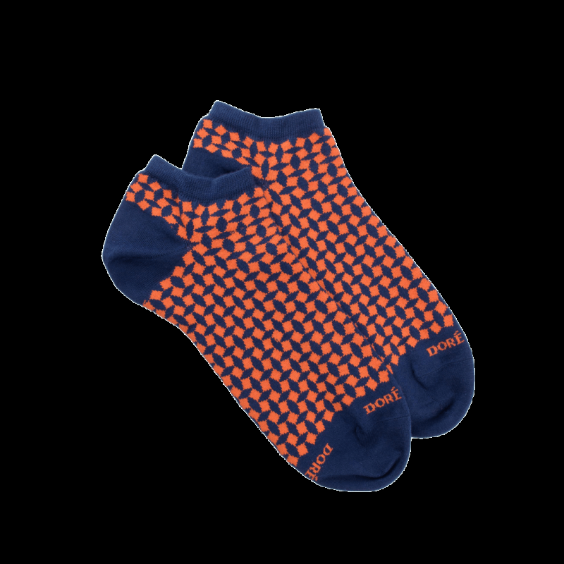 doré doré Socquettes en coton égyptien pour hommes avec motifs géométriques - Bleu Voilier