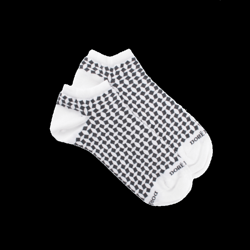 doré doré Socquettes en coton égyptien pour hommes avec motifs géométriques - Blanc