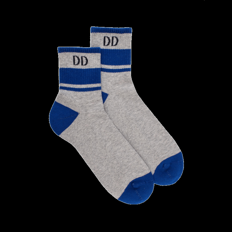 doré doré Socquettes en coton éponge uni pour hommes avec rayures et logo contrasté - Gris Rocheux