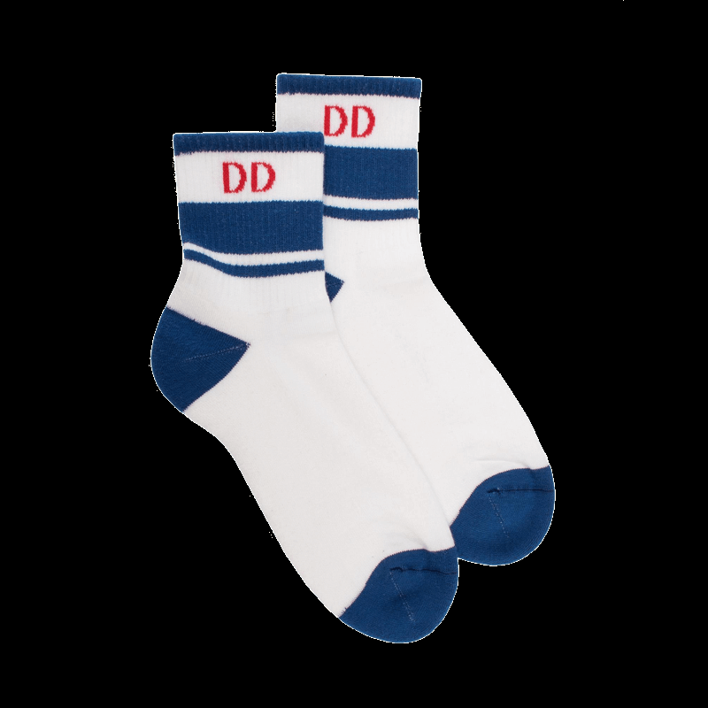 Doré Doré Socquettes En Coton éponge Uni Pour Hommes Avec Rayures Et Logo Contrasté - Blanc
