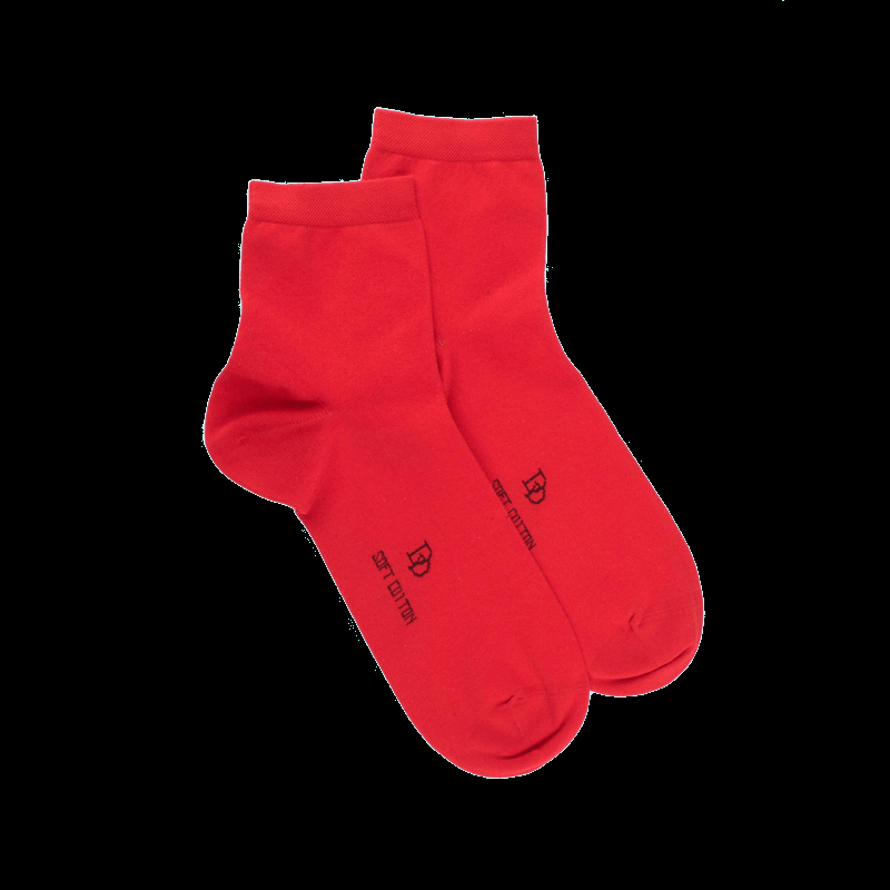 doré doré Socquettes en coton uni pour hommes - Rouge Ponceau