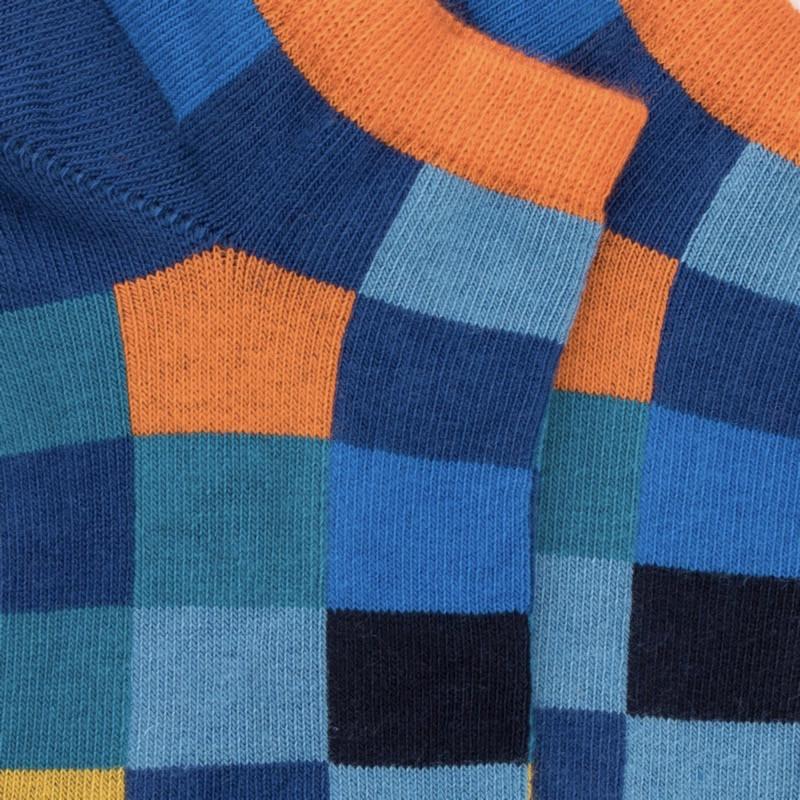 Doré Doré Socquettes Enfant à Carreaux En Coton - Bleu