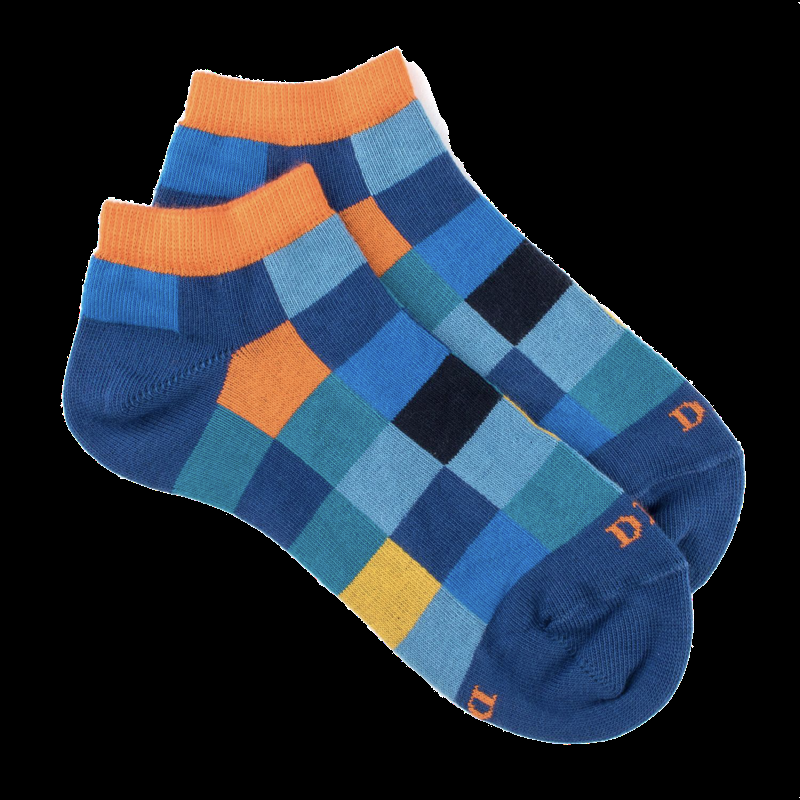 doré doré Socquettes enfant à carreaux en coton - Bleu