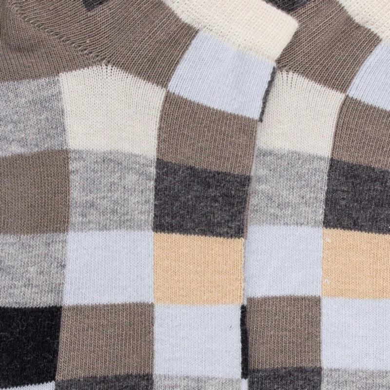 Doré Doré Socquettes Enfant à Carreaux En Coton - Gris & Écru
