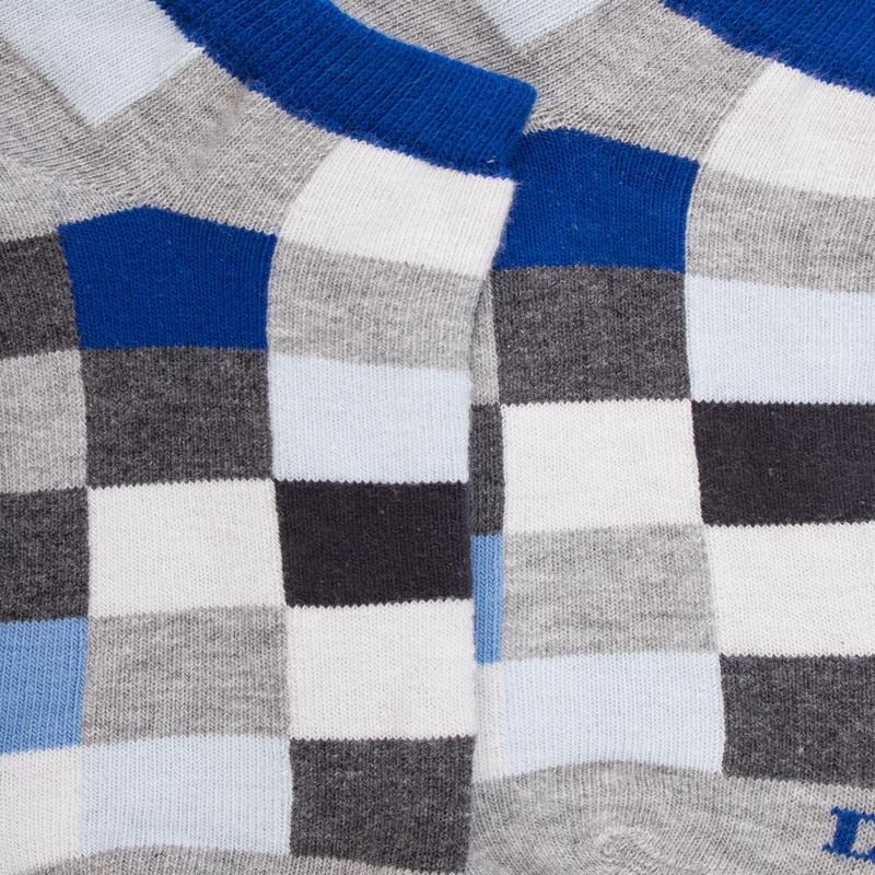 Doré Doré Socquettes Enfant à Carreaux En Coton - Gris Rocheux & Bleu