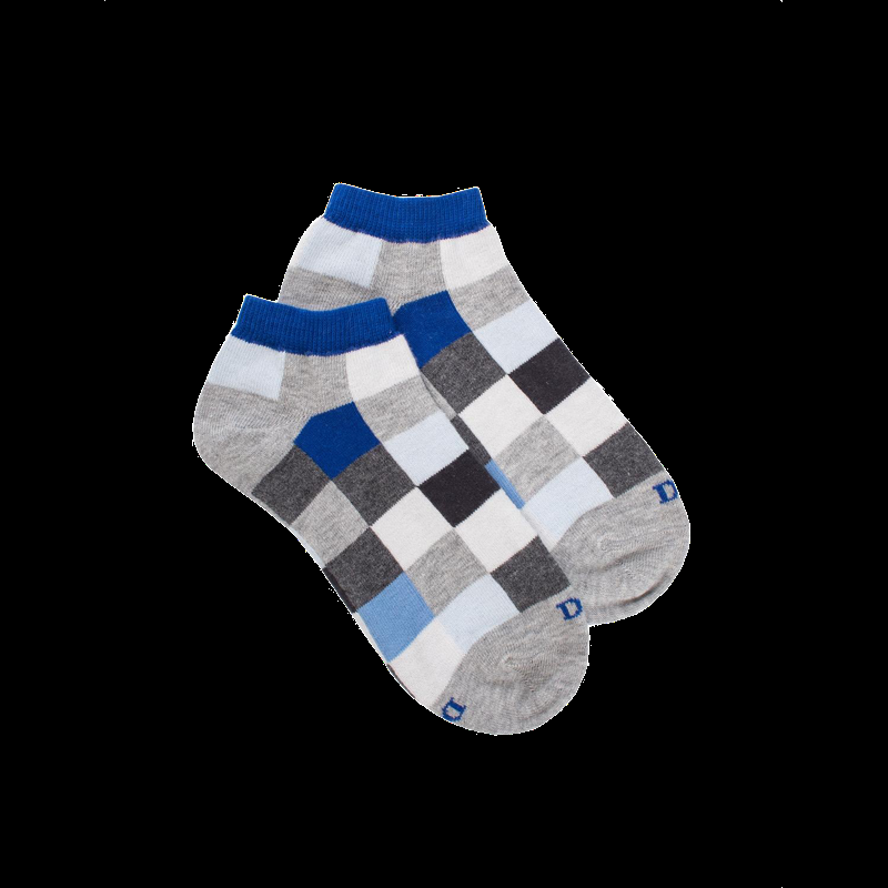 doré doré Socquettes enfant à carreaux en coton - Gris Rocheux & Bleu