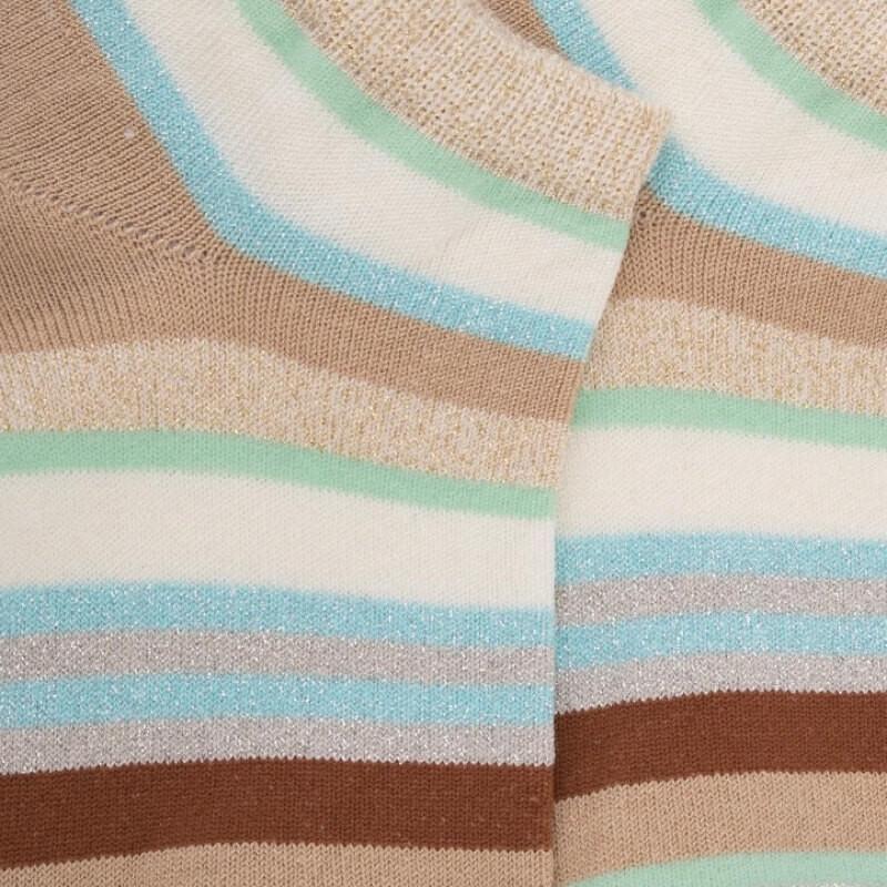Doré Doré Socquettes Enfant à Rayures En Coton Avec Effet Brillant - Beige Grège