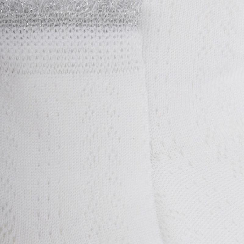 Doré Doré Socquettes Enfant Ajourées En Fil D'Ecosse Avec Bord-côte Contrasté Effet Lurex - Col: Blanc