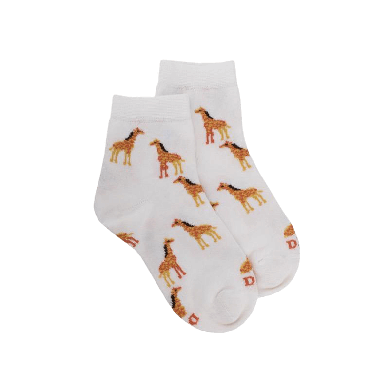 doré doré Socquettes enfant en coton à motifs girafes - Blanc