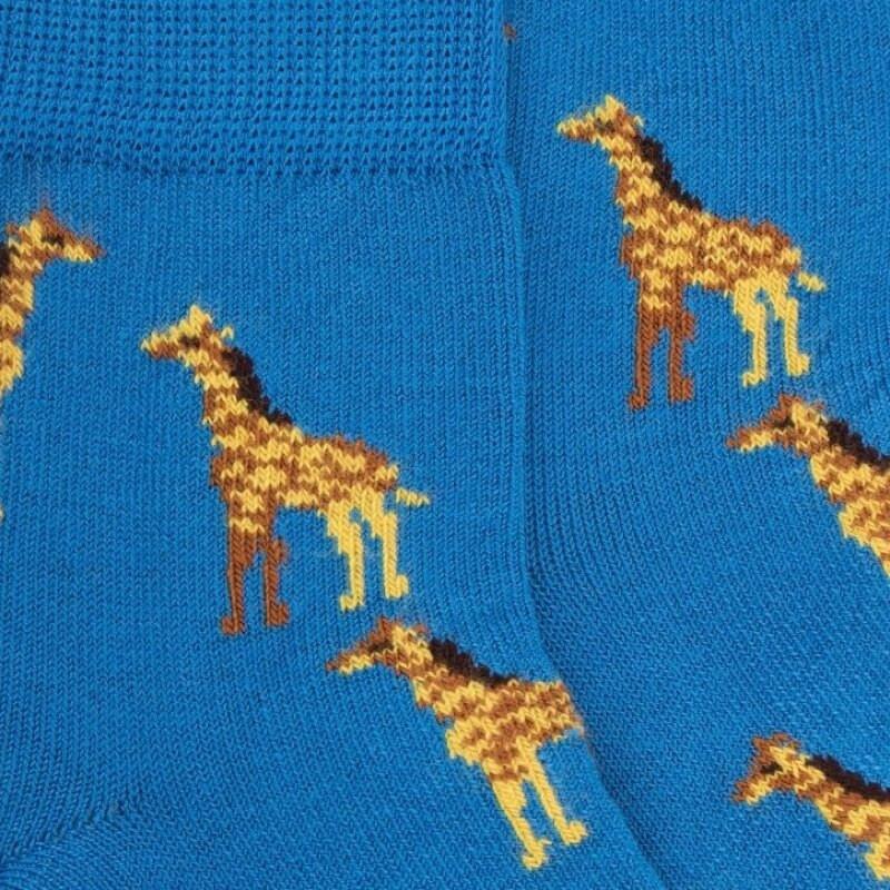 Doré Doré Socquettes Enfant En Coton à Motifs Girafes - Bleu Bassin