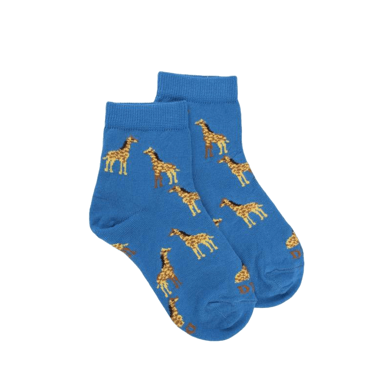 doré doré Socquettes enfant en coton à motifs girafes - Bleu Bassin