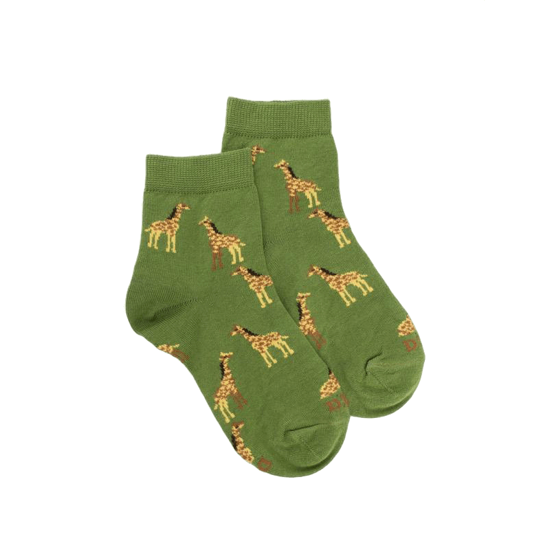 doré doré Socquettes enfant en coton à motifs girafes - Vert Campagne
