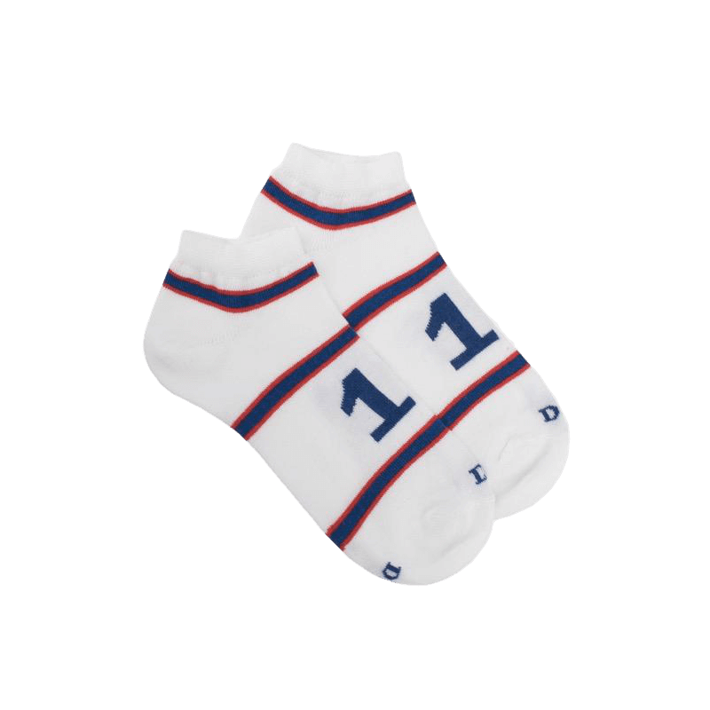 doré doré Socquettes enfant en coton à motifs rayures colorés et numero - Blanc