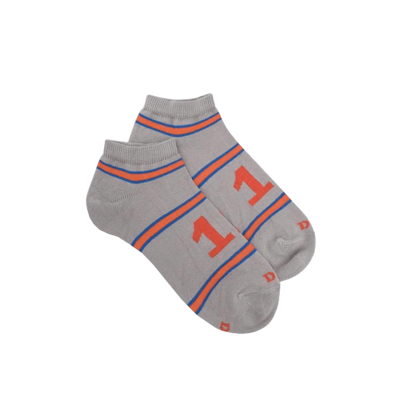 doré doré Socquettes enfant en coton à motifs rayures colorés et numero - Gris Métal