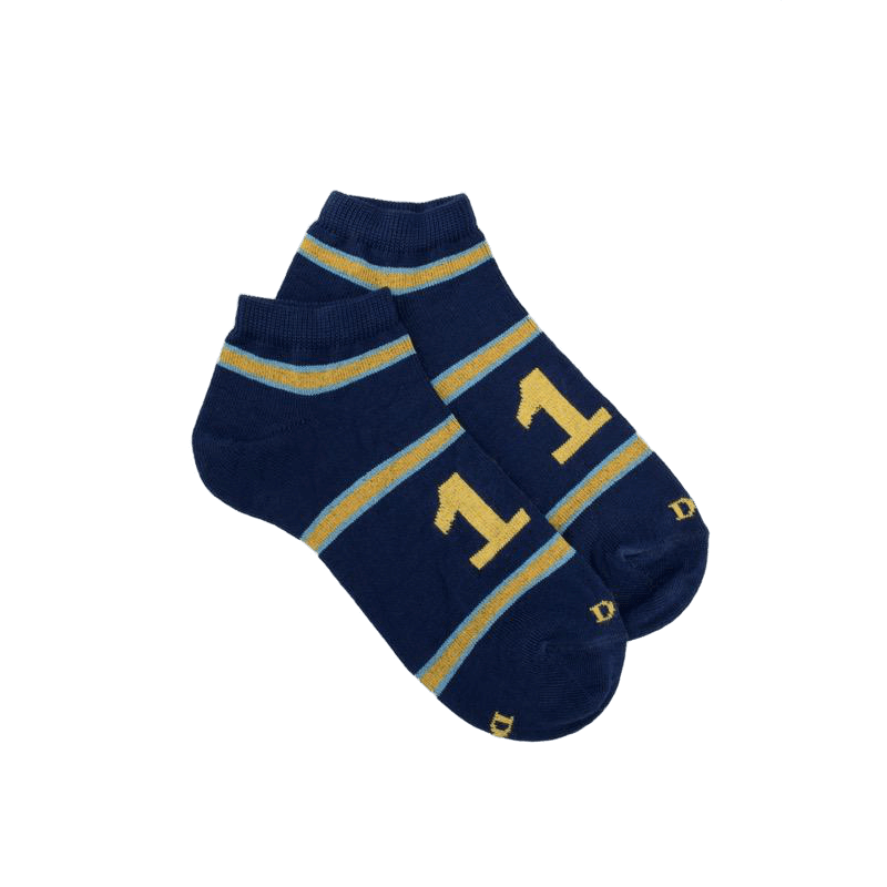 doré doré Socquettes enfant en coton à motifs rayures colorés et numero - Bleu