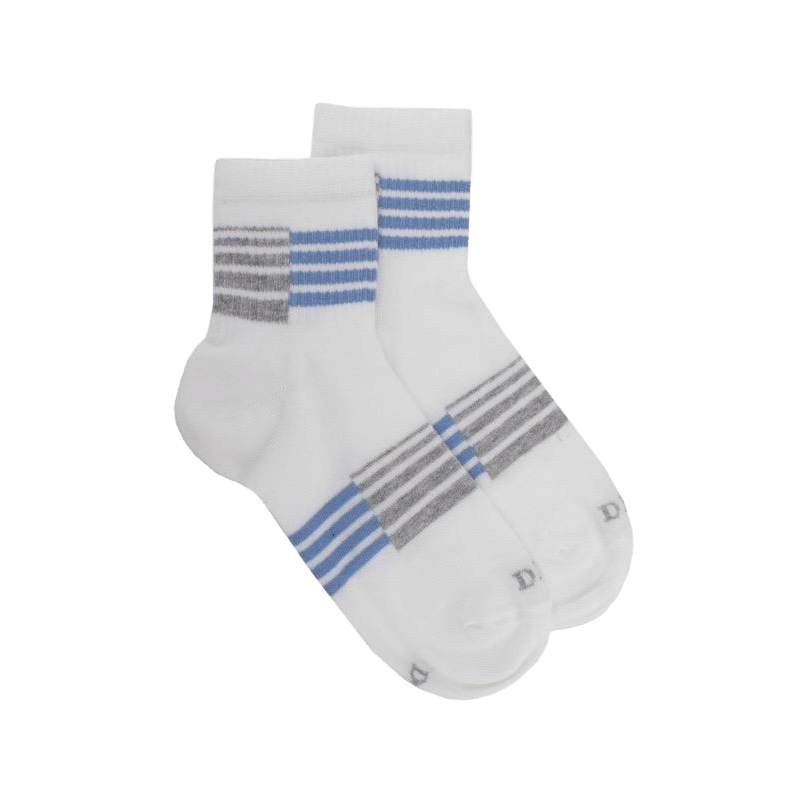 doré doré Socquettes enfant en coton à motifs rayures sportives - Blanc