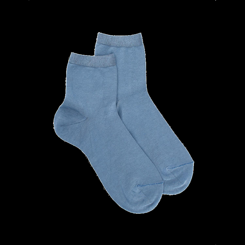 doré doré Socquettes enfant en coton uni - Bleu Antarctique