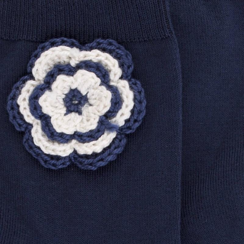 Doré Doré Socquettes Enfant En Fil D'écosse Avec Fleur Au Crochet
