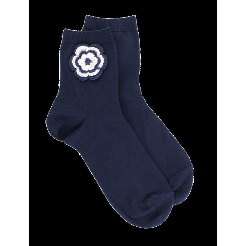 doré doré Socquettes enfant en fil d'écosse avec fleur au crochet