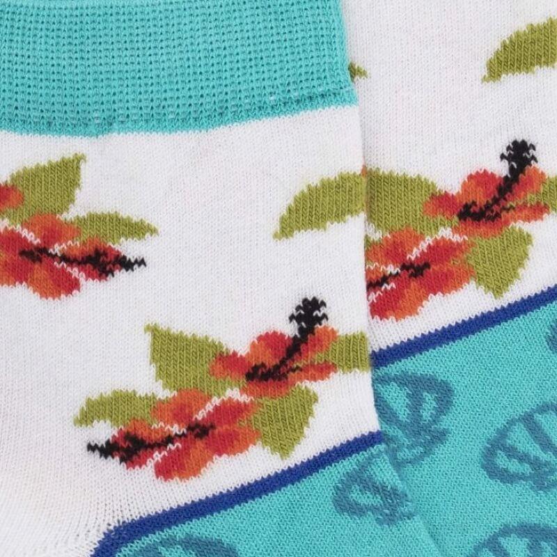 Doré Doré Socquettes Enfant En Fil D'écosse Coquillage Et Hibiscus