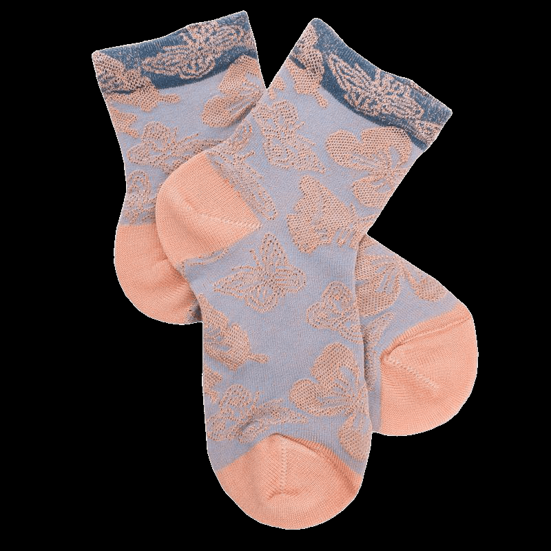 doré doré Socquettes fantaisie avec motifs papillon - Rose poudré et bleu