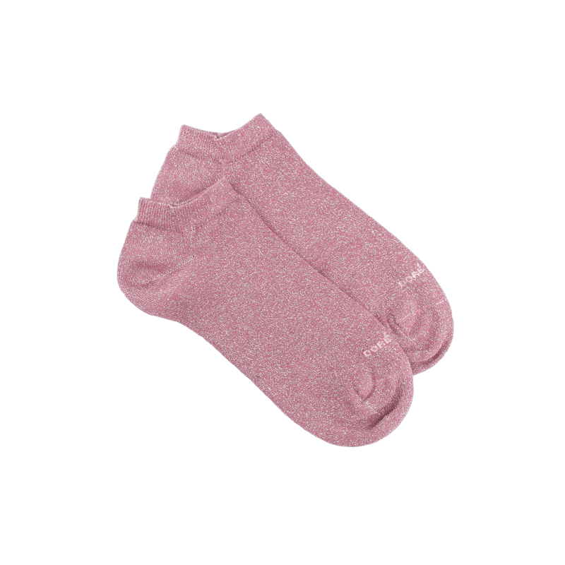 doré doré Socquettes femme en coton avec effet brillant - Rose poudré