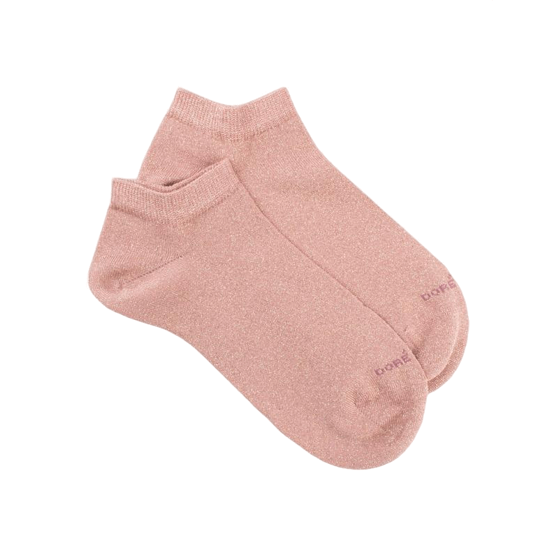 doré doré Socquettes femme en coton avec effet brillant - Rose Praline