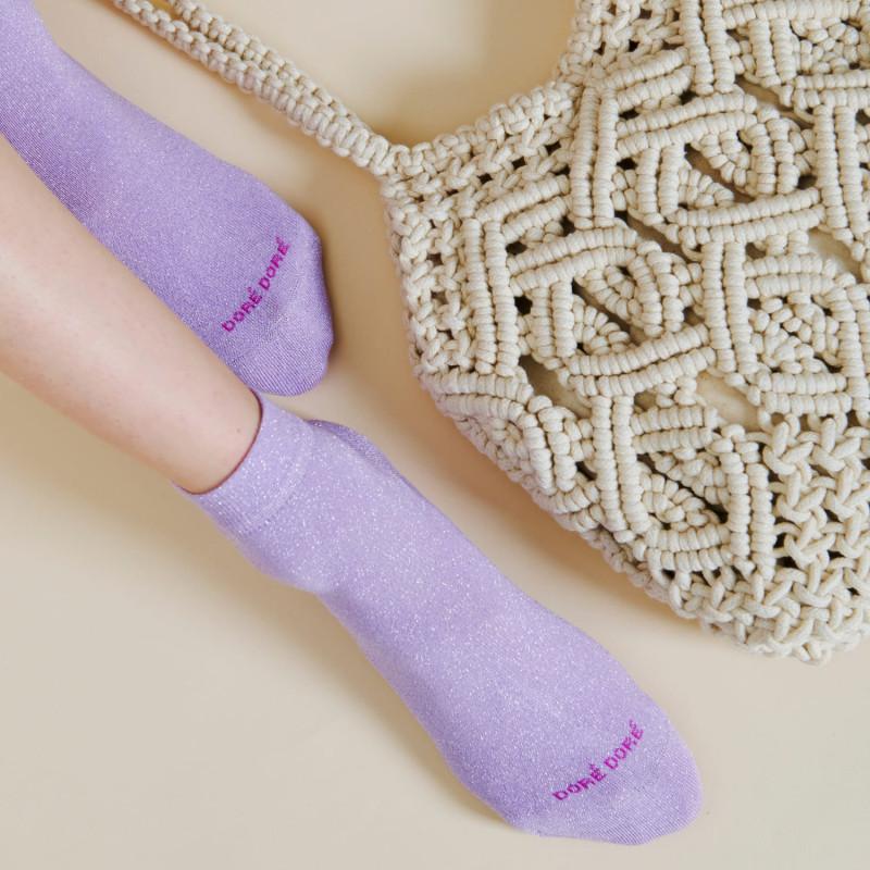 Doré Doré Socquettes Femme En Coton Avec Effet Brillant - Violet Crocus