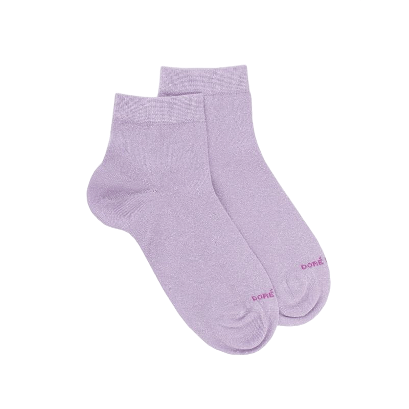 doré doré Socquettes femme en coton avec effet brillant - Violet Crocus
