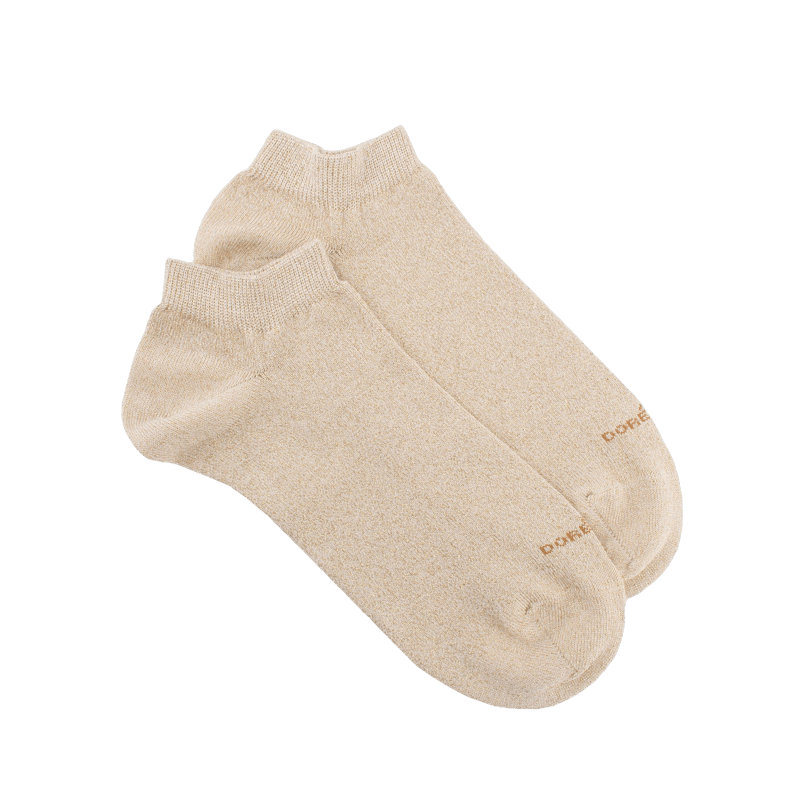 doré doré Socquettes femme en coton doux et effet brillant lurex - Beige