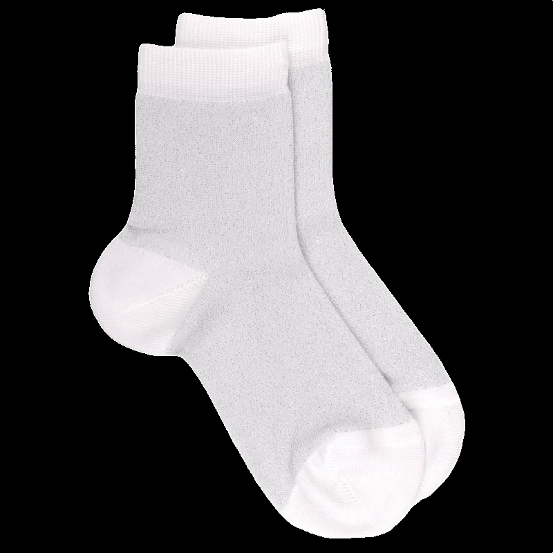 doré doré Socquettes fille avec effet brillant lurex - Blanc brillant