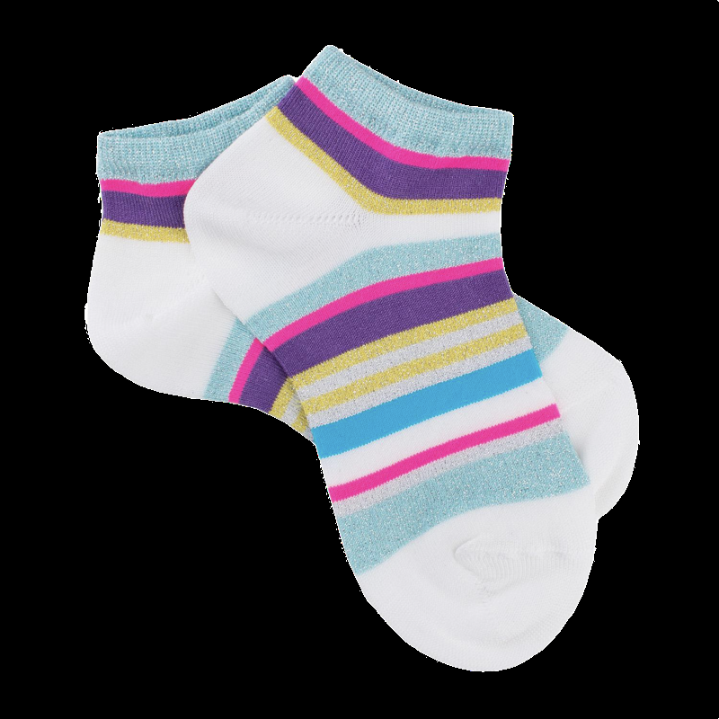doré doré Socquettes fille en fil d'écosse - multicolore brillant fond blanc