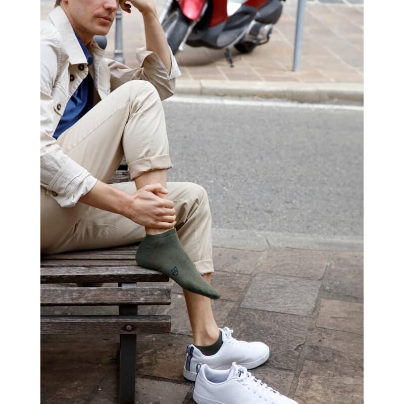 doré doré Socquettes homme en coton égyptien - Vert thuya