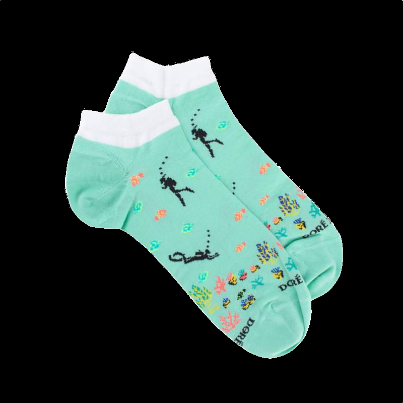 doré doré Socquettes homme en coton sur le thème marin - Vert