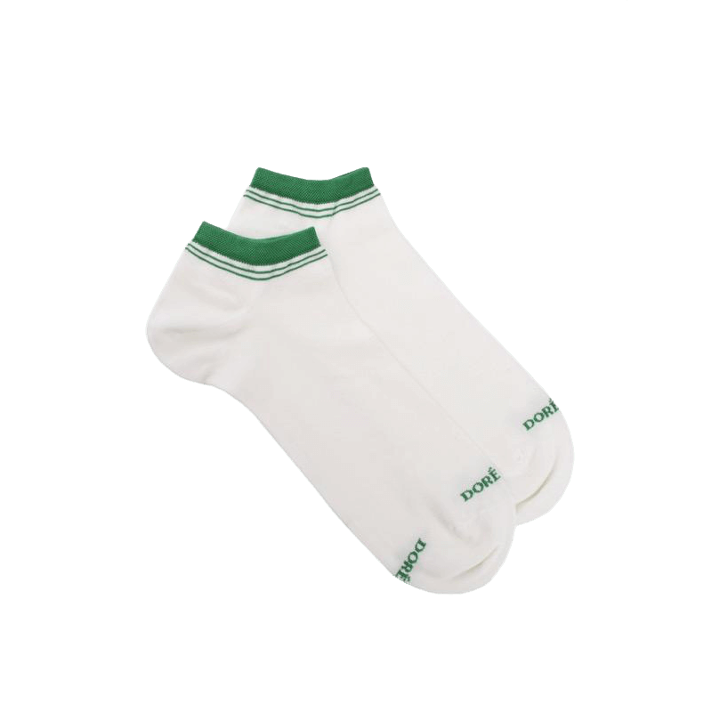 doré doré Socquettes homme et fines en coton égyptien avec rayures sur bord - Blanc Givre & Herbage