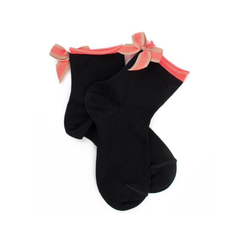 doré doré Socquettes noires et rose fluo pour enfant