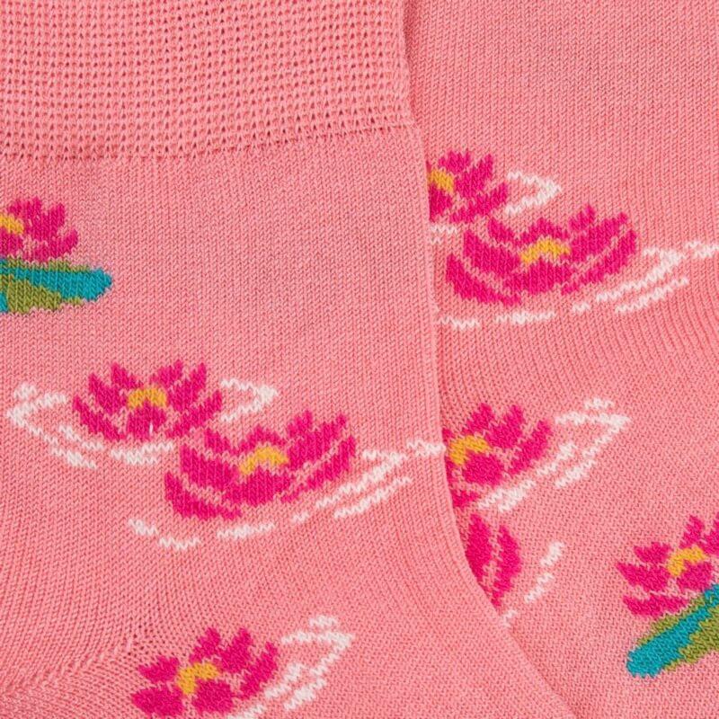 Doré Doré Socquettes Pour Enfants En Fil D'Ecosse à Motifs De Nénuphars - Rosa Géranium