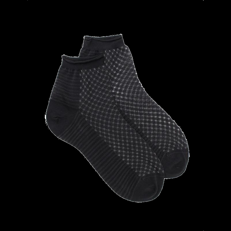 doré doré Socquettes pour femmes en fil d'Ecosse avec transparents - Noir