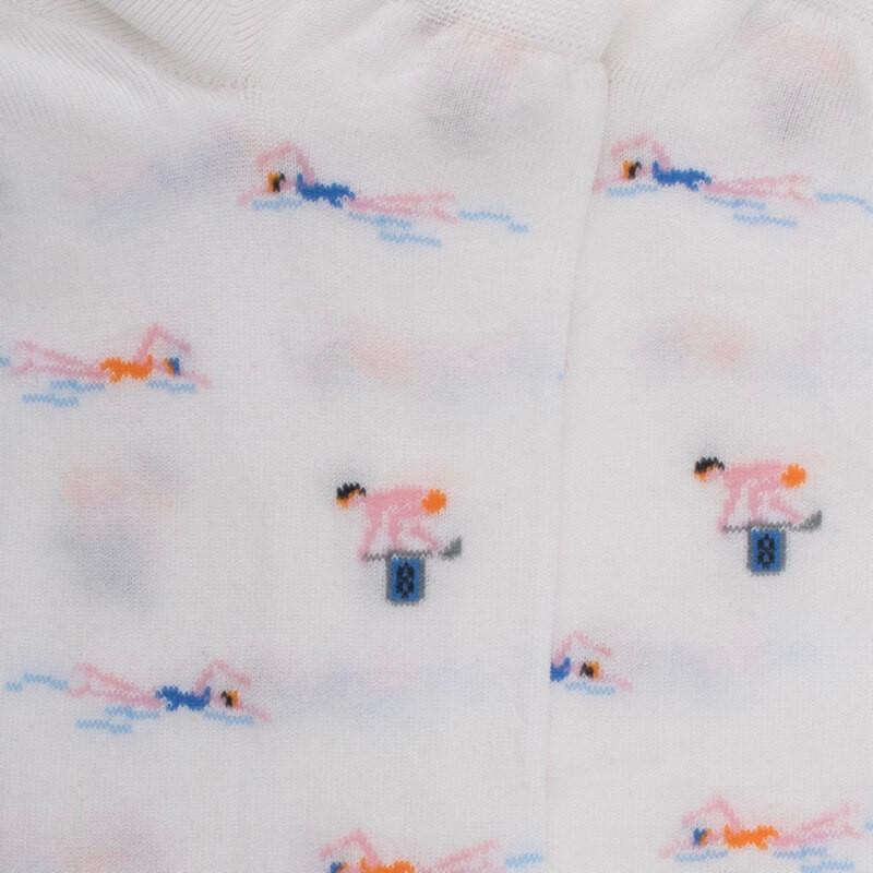 Doré Doré Socquettes Pour Hommes En Fil D'Ecosse à Motifs De Natation - Blanc