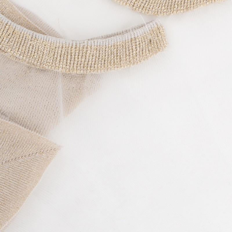 Doré Doré Socquettes Transparentes Avec Pointes Et Talons Brillants Lurex - Blanc Et Or